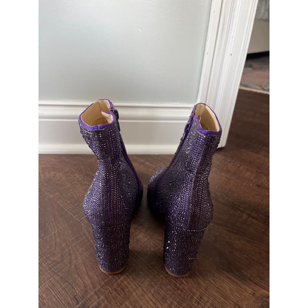 Betsey Johnson Cady Ankle booties purple rhinestone disco Womens Size 6.5 -7 - Picture 4 of 6